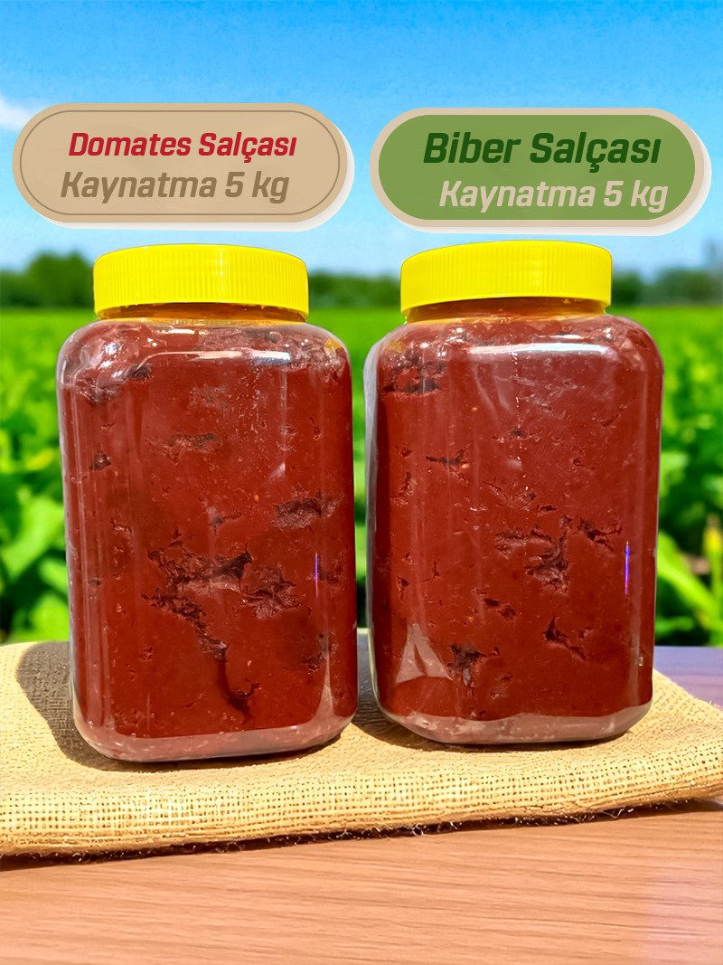 Domates Salçası 5kg + Biber Salçası 5kg Kaynatma